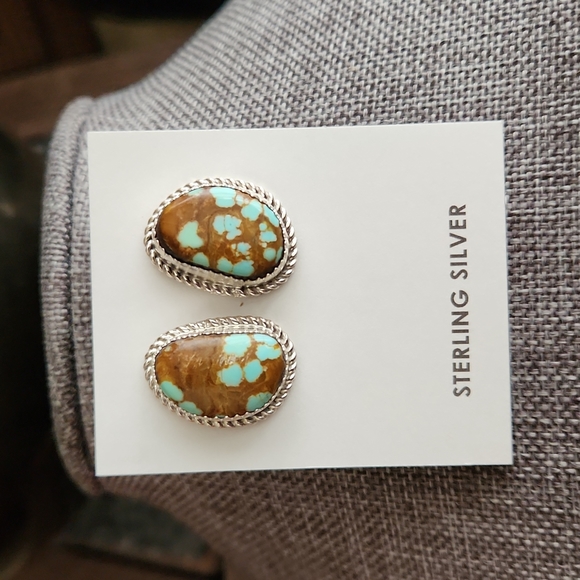 Gorgeous NWOT Native American Navajo Turquoise and Sterling Earrings ๐๐ค - Picture 3 of 11